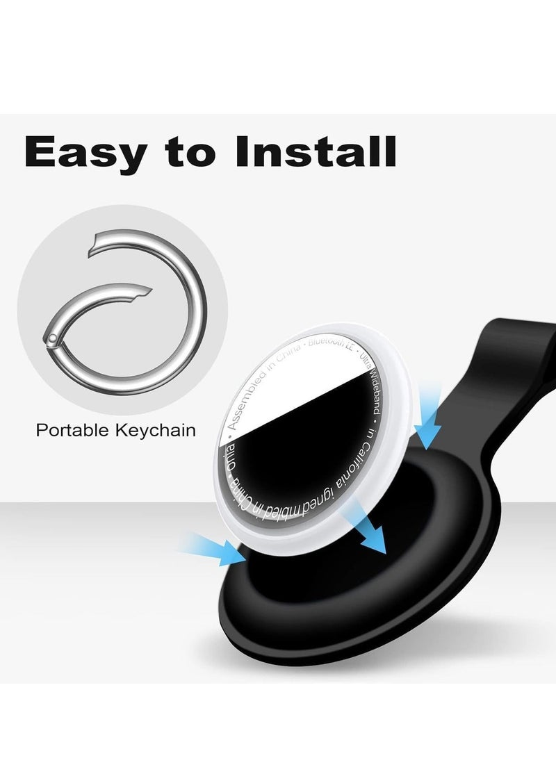 AirTag Case Keychain Air Tag Holder Silicone AirTags Key Ring Cases Tags Chain AirTag GPS Item Finders Accessories，Black - Image 2